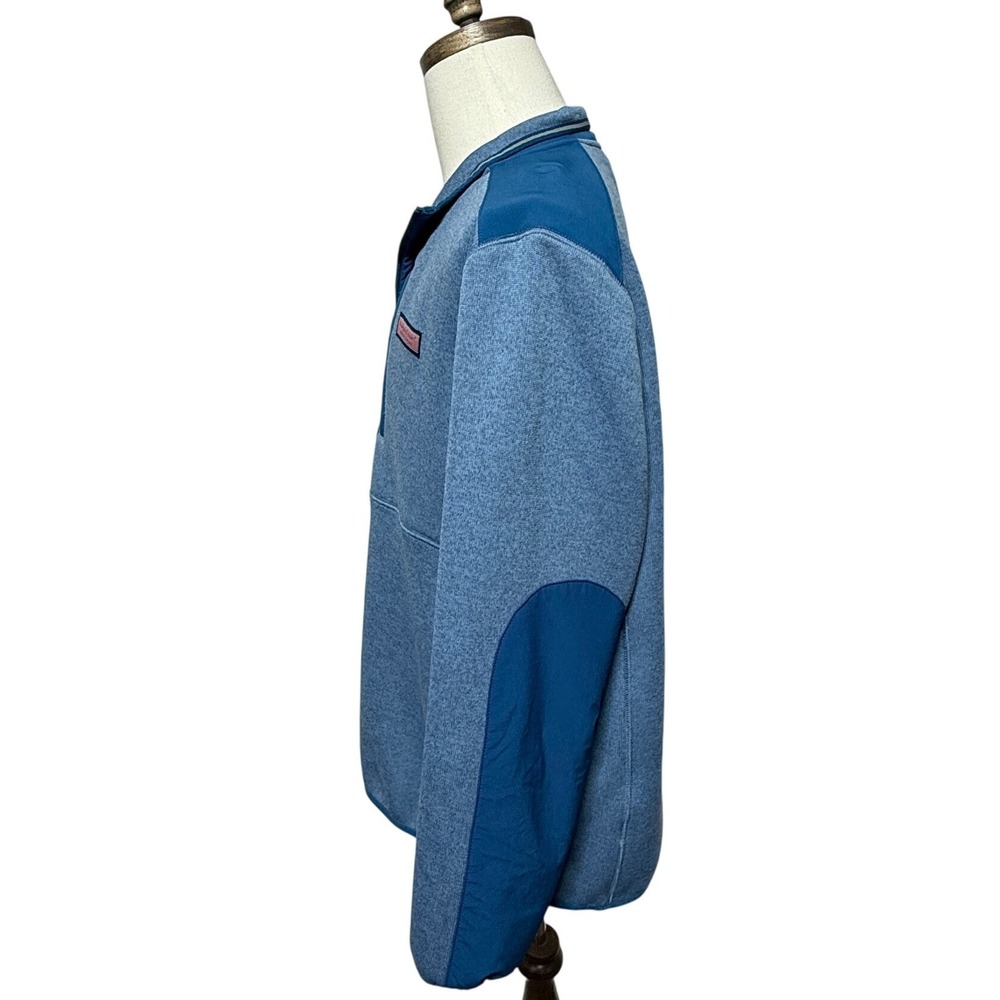 Vineyard Vines Mountain Sweater Men XL Blue Fleece 1/4 Zip Sweatshirt Zip Pocket - Picture 6 of 12